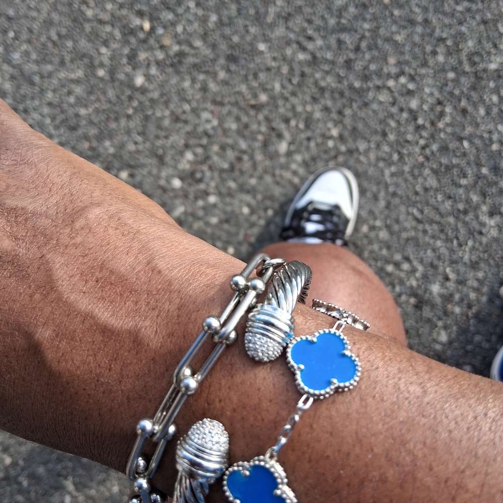 Chic Silver and Blue Bracelet